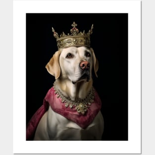 Majestic Yellow Labrador Retriever - Medieval English Queen Posters and Art